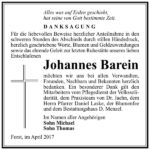 Danksagung Johannes Barein