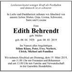 Traueranzeige Edith Behrendt, geb. Müller