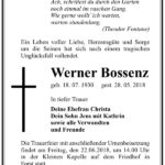 Traueranzeige Werner Bossenz