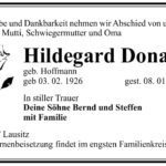 Traueranzeige Hildegard Donath, geb. Hoffmann