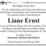 Traueranzeige Liane Ernst