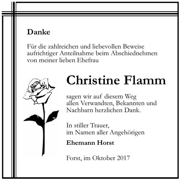 Danksagung Christine Flamm