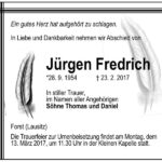 Traueranzeige Jürgen Fredrich