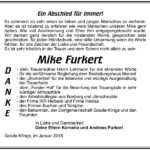 Danksagung Mike Furkert
