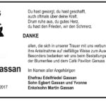 Danksagung Heinz Gassan