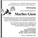 Danksagung Marlies Giest