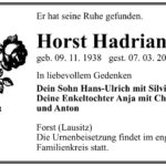 Traueranzeige Horst Hadrian