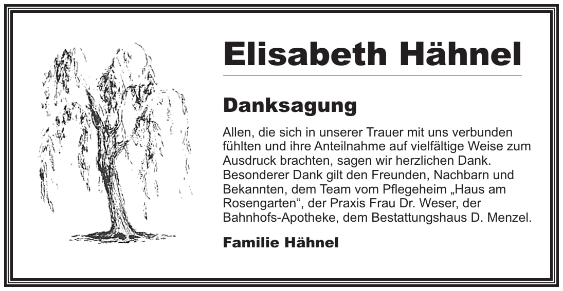 Danksagung Elisabeth Hähnel