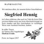 Danksagung Siegfried Hennig