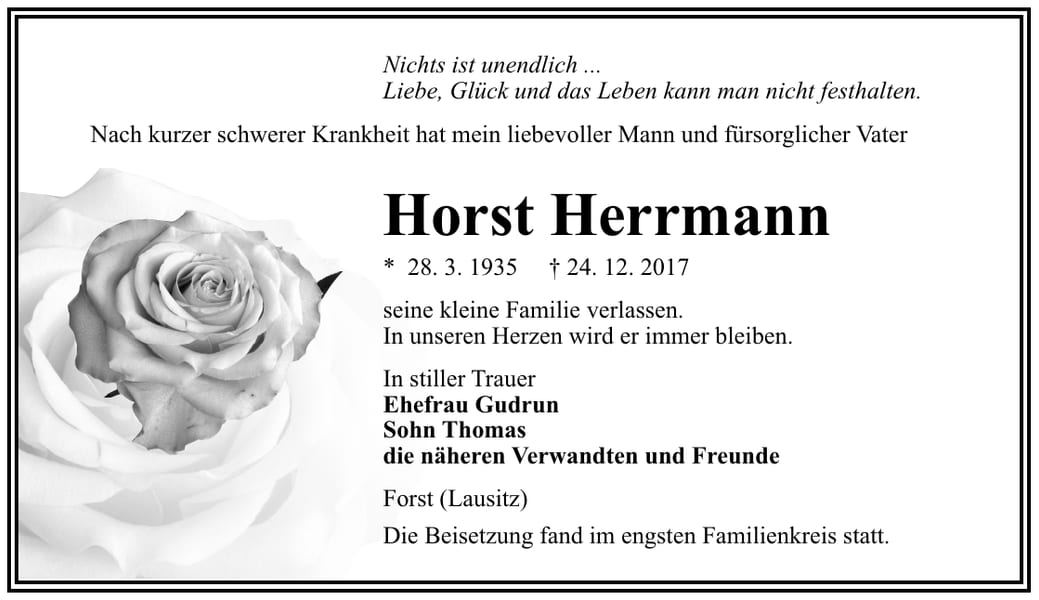 Traueranzeige Horst Herrmann