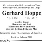 Traueranzeige Gerhard Hoppe
