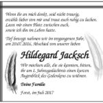 Jahresgedenken Hildegard Jacksch
