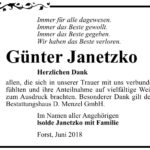 Danksagung Günter Janetzko
