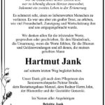 Danksagung Hartmut Jank