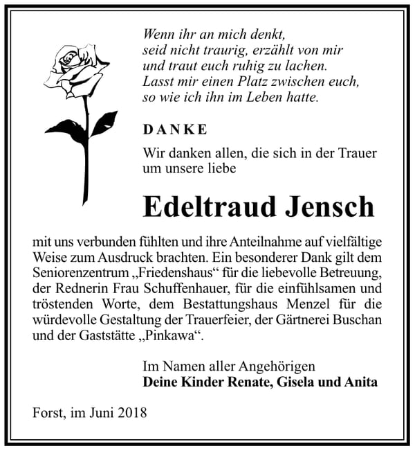 Danksagung Edeltraud Jensch