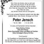 Traueranzeige Peter Jensch