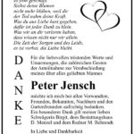 Traueranzeige Peter Jensch