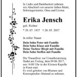Traueranzeige Erika Jensch, geb. Richter