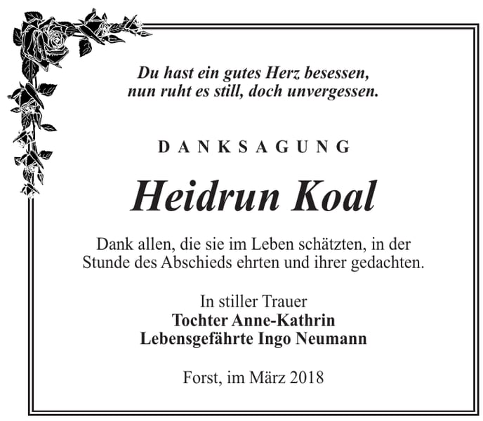 Danksagung Heidrun Koal