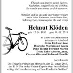 Traueranzeige Helmut Klöden