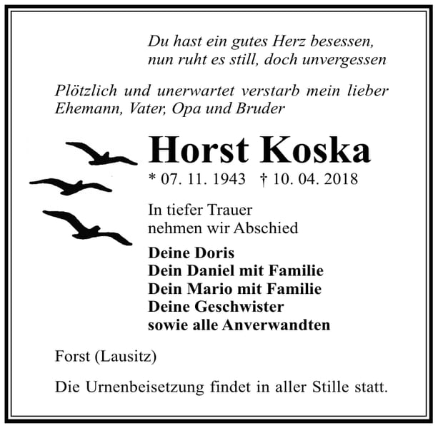 Traueranzeige Horst Koska