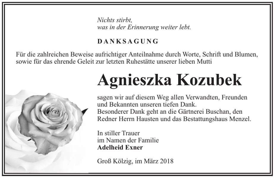 Danksagung Agnieszka Kozubek