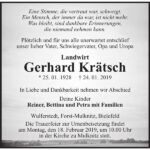 Traueranzeige Gerhard Krätsch