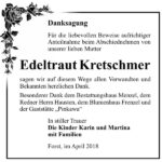 Danksagung Edeltraut Kretschmer