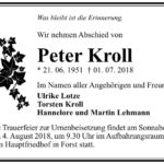 Traueranzeige Peter Kroll