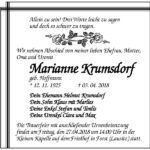 Traueranzeige Marianne Krumsdorf geb. Hoffmann