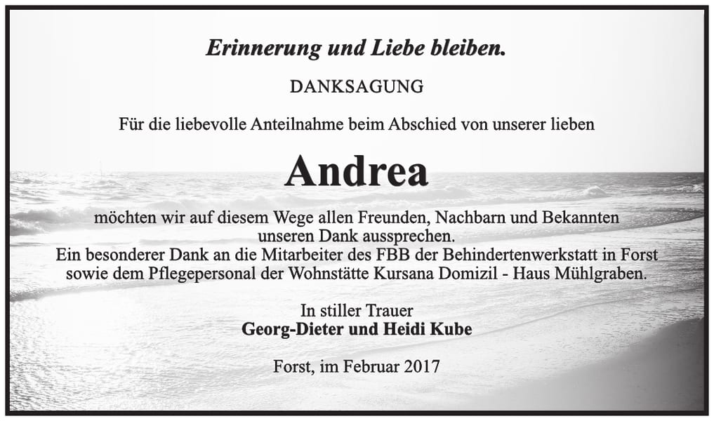 Danksagung Andrea