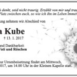 Traueranzeige Andrea Kube