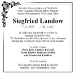 Danksagung Siegfried Landow
