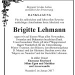 Danksagung Brigitte Lehmann