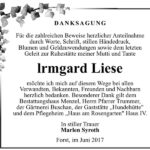 Danksagung Irmgard Liese