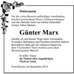 Danksagung Günter Marx