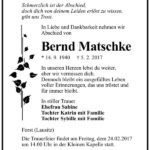 Traueranzeige Bernd Matschke
