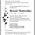 Traueranzeige Bernd Mattschke