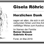 Danksagung Gisela Röhricht