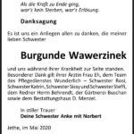 Danksagung Burgunde Wawerzinek