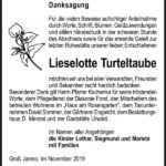 Danksagung Lieselotte Turteltaube