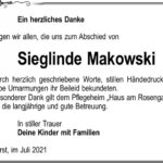 Danksagung Sieglinde Makowski