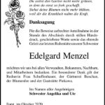 Danksagung Edelgard Menzel