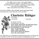 Traueranzeige Charlotte Räbiger, geb. Keibisch