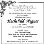 Traueranzeige Mechthild Wegner, geb. Hübner
