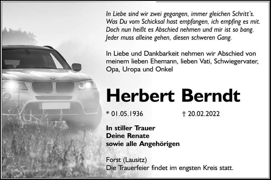 Traueranzeige Herbert Berndt