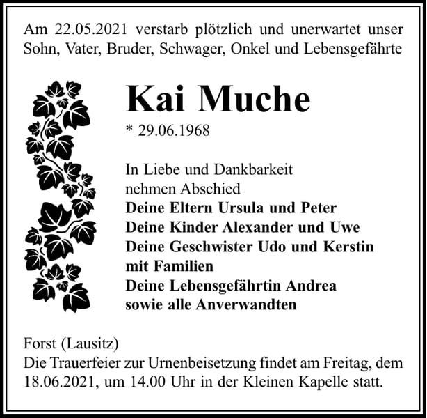 Traueranzeige Kai Muche