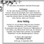 Danksagung Arno Helbig