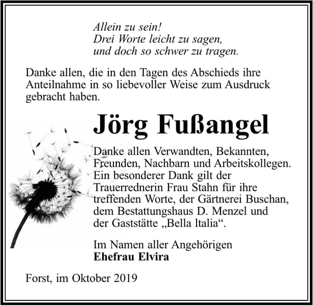 Danksagung Jörg Fußangel