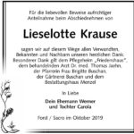 Danksagung Lieselotte Krause